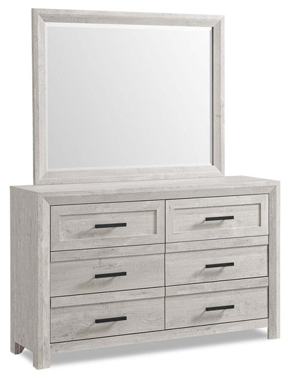 Miroir de commode de chambre à coucher Lark - blanc rustique | Lark Bedroom Dresser Mirror - Rustic White