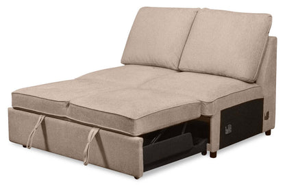 Scott Living Haven 3-Piece Right-Facing Chenille Fabric Cuddler Sleeper Sectional with Storage - Taupe | Canapé-lit sectionnel enveloppant de droite Haven de Scott Living 3 pièces en tissu de chenille avec rangement - taupe