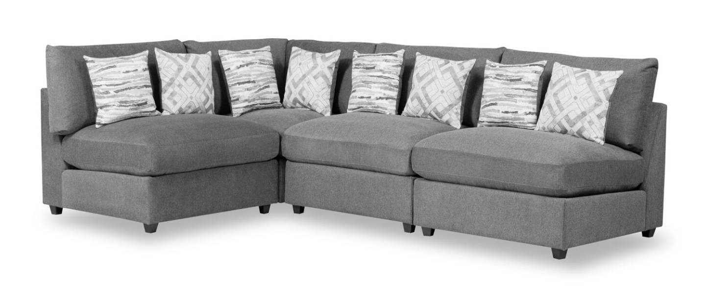 Scott Living Evolve Modular 4-Piece Linen-Look Fabric Sectional with Feather Down Cushions - Charcoal Grey | Canapé sectionnel modulaire Evolve de Scott Living 4 pièces en tissu d’apparence lin avec coussins en duvet et plumes - gris anthracite