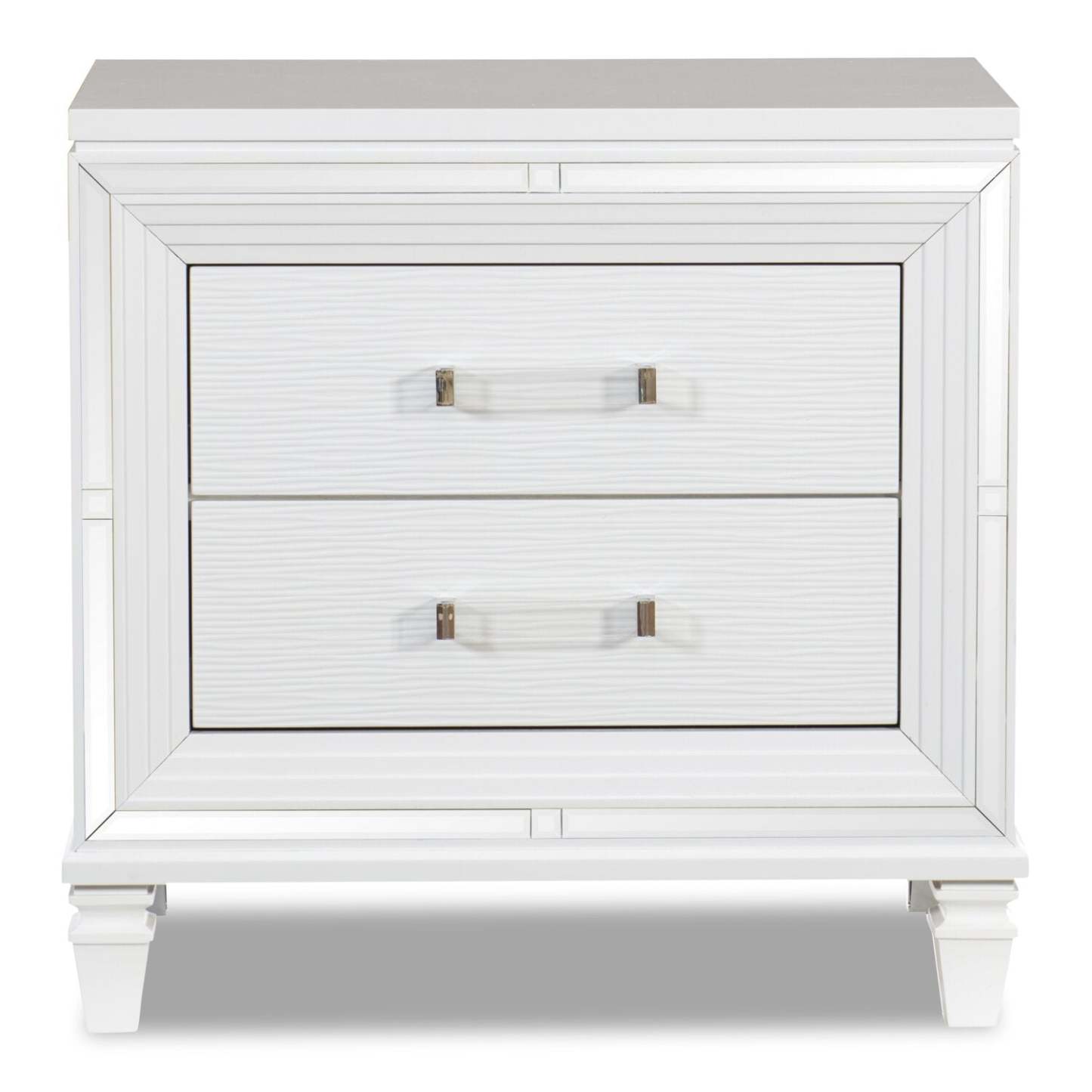 Table de nuit à 2 tiroirs Max Flashlight, 30 L x 30 H, Glam - Blanc | Table de nuit somptueuse Max de 30 po (L) x 30 po (H) à 2 tiroirs - blanche
