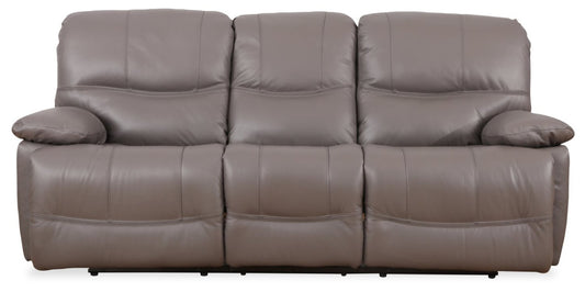 Sofa à inclinaison électrique Franco de 89 po en cuir véritable avec position zéro gravité et ports USB - gris