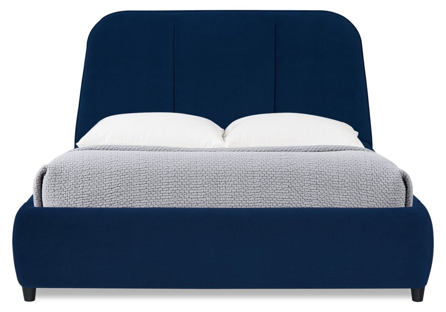Lit plateforme rembourré Mave en tissu de velours bleu - format grand lit | Mave Upholstered Platform Bed in Blue Velvet Fabric - Queen Size