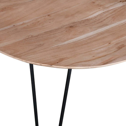 Table à manger Miya, bois d'acacia, métal, 36 W ronde - Naturel | Table de salle à manger ronde Miya de 36 po (L) en acacia et métal - naturel
