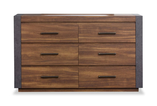 Commode Dante de 60 po (L) x 36 po (H) à 6 tiroirs pour la chambre à coucher - brune