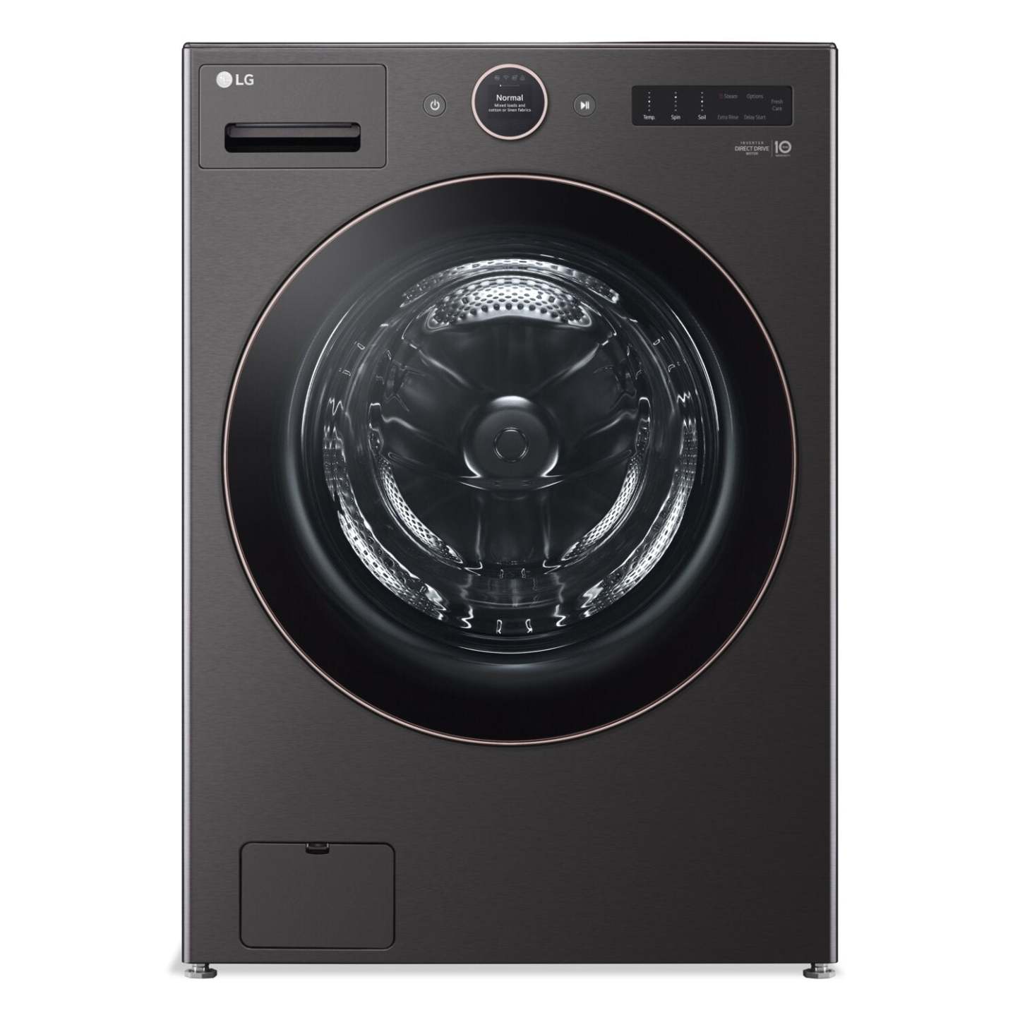 Laveuse à la vapeur intelligente haute efficacité LG à chargement frontal de 5,8 pi³ - acier noir - empilable - WM6500HBA | LG 5.8 Cu. Ft. Smart Front-Load High-Efficiency Steam Washer - Black Steel - Stackable - …