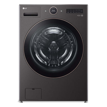 Laveuse à la vapeur intelligente haute efficacité LG à chargement frontal de 5,8 pi³ - acier noir - empilable - WM6500HBA | LG 5.8 Cu. Ft. Smart Front-Load High-Efficiency Steam Washer - Black Steel - Stackable - …