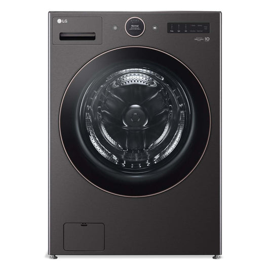 Laveuse à la vapeur intelligente haute efficacité LG à chargement frontal de 5,8 pi³ - acier noir - empilable - WM6500HBA | LG 5.8 Cu. Ft. Smart Front-Load High-Efficiency Steam Washer - Black Steel - Stackable - …