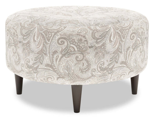 Pouf The Curve 31 en tissu, gris tourterelle, fabriqué au Canada | CURV1825