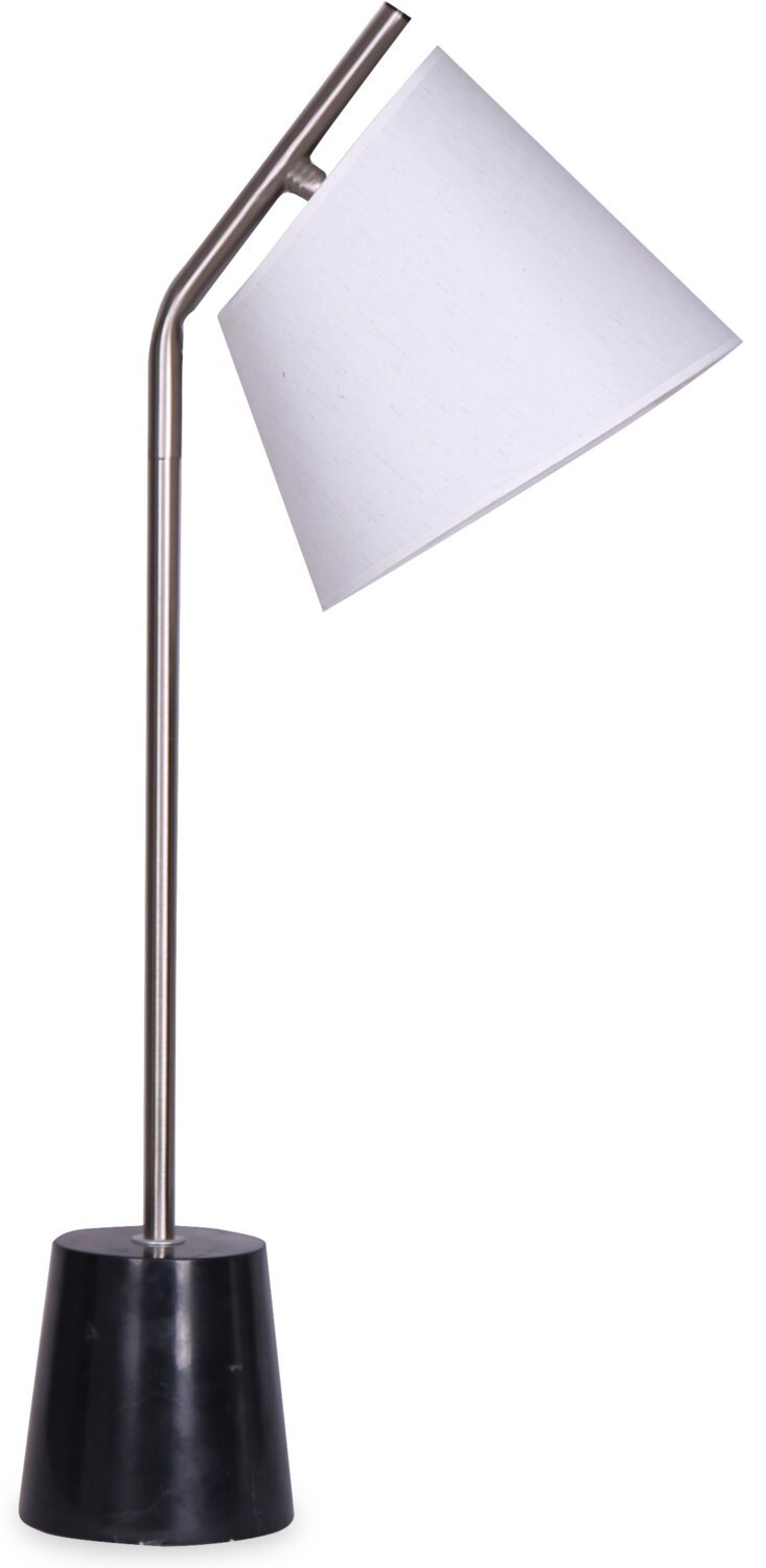 Ensemble 3 pièces Storm en acier brossé avec base en marbre noir, lampadaire et deux lampes de table|Ensemble 3 lampes Storm acier brossé avec base en marbre noir, 2 lampes de table et 1 lampe à pied