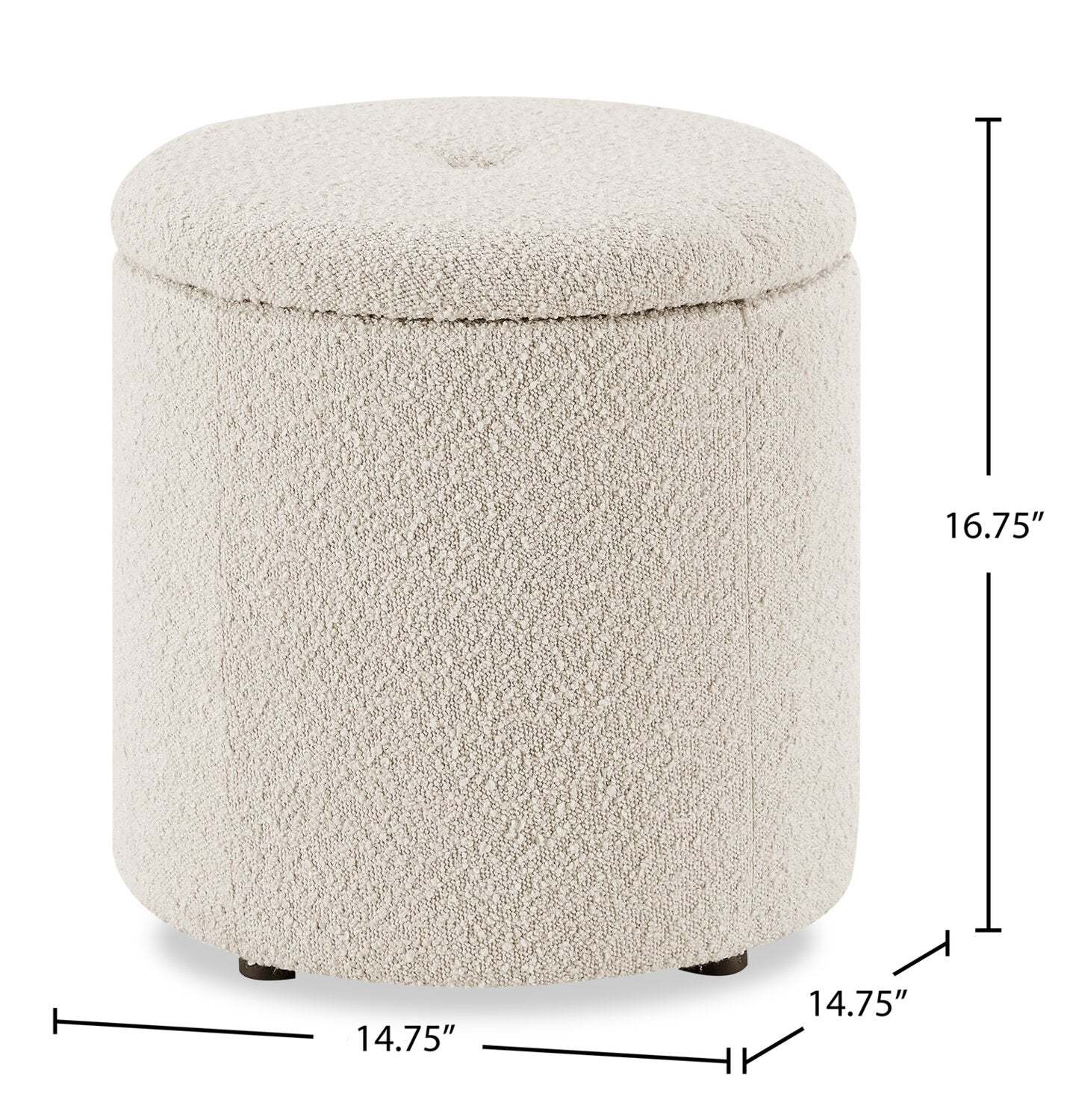 Ontario 14,75 po Pouf de rangement rond en tissu - blanc