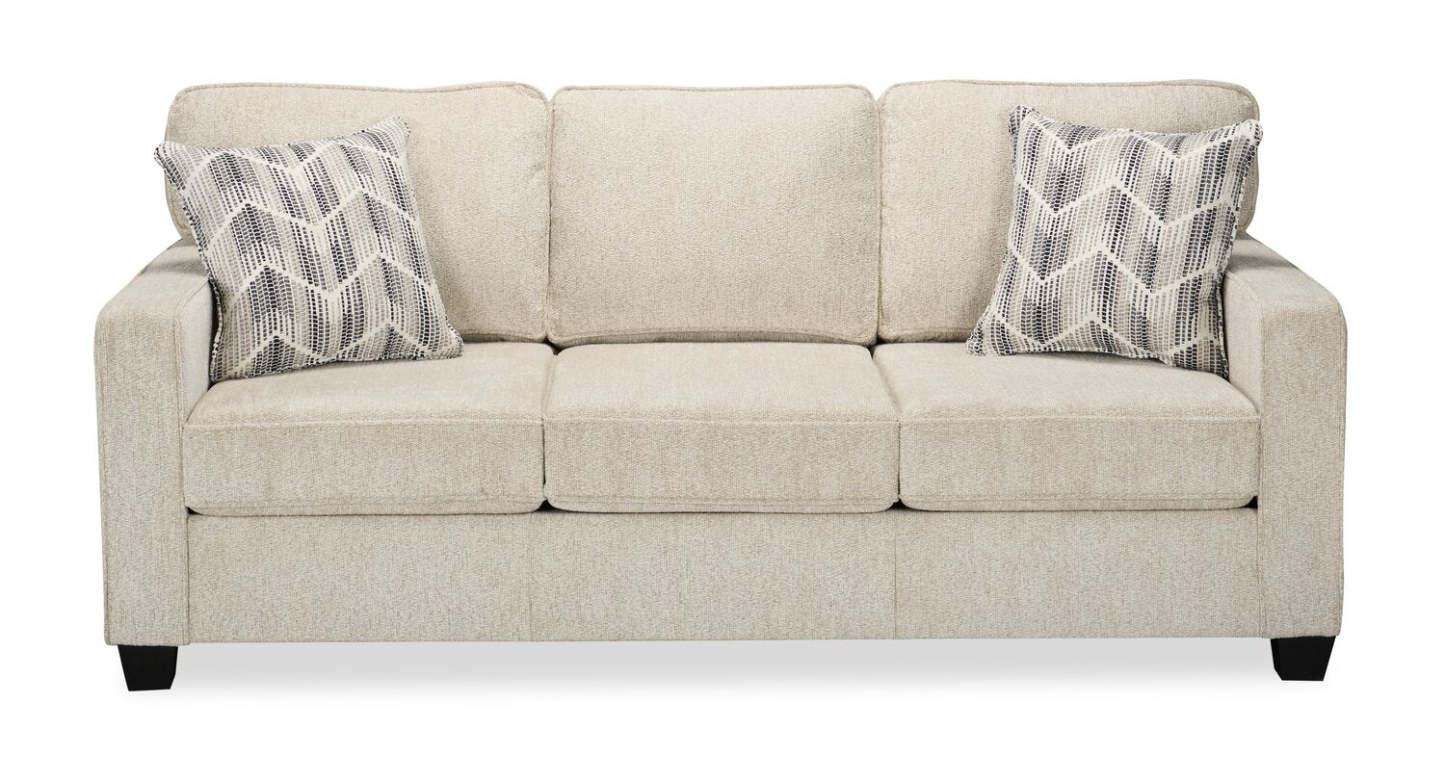 Canapé Lennox de 83 po fabriqué au Canada en tissu de chenille avec coussins réversibles et coussins décoratifs - taupe | Fabriqué au Canada Canapé Lennox 83 en tissu chenille avec coussins réversibles et oreillers décoratifs - Taupe