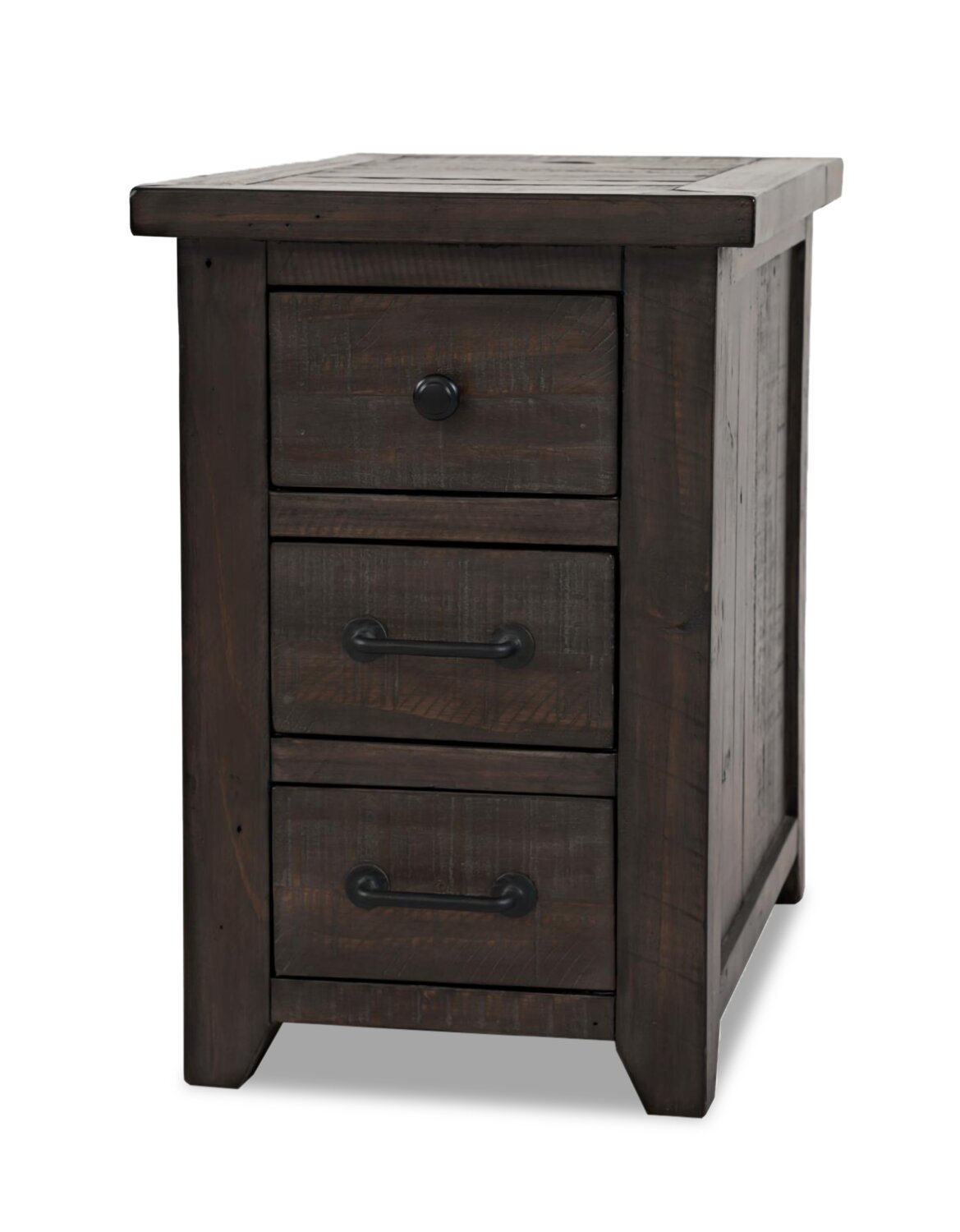 Morgan 16 Rustic Powered Chairside Table with Storage - Dark Brown with Reclaimed Wood|Table de fauteuil rustique Morgan de 16 po avec rangement - brun foncé avec bois recyclé