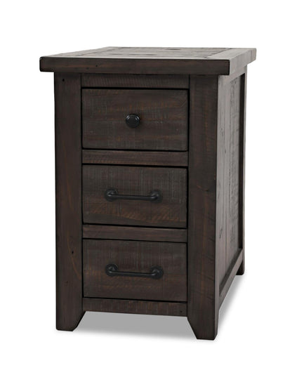 Morgan 16 Rustic Powered Chairside Table with Storage - Dark Brown with Reclaimed Wood|Table de fauteuil rustique Morgan de 16 po avec rangement - brun foncé avec bois recyclé