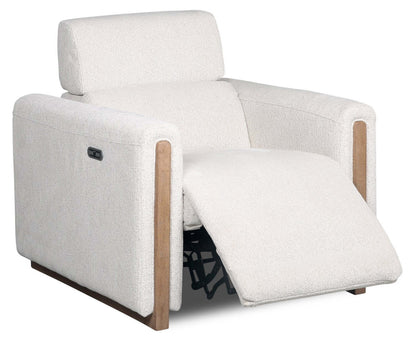 Sable 38 Chenille Fabric Power Reclining Chair with Power Headrest and USB Port - Alabaster White | Fauteuil à inclinaison électrique Sable de 38 po en tissu de chenille avec appuie-tête électrique et port USB - blanc albâtre