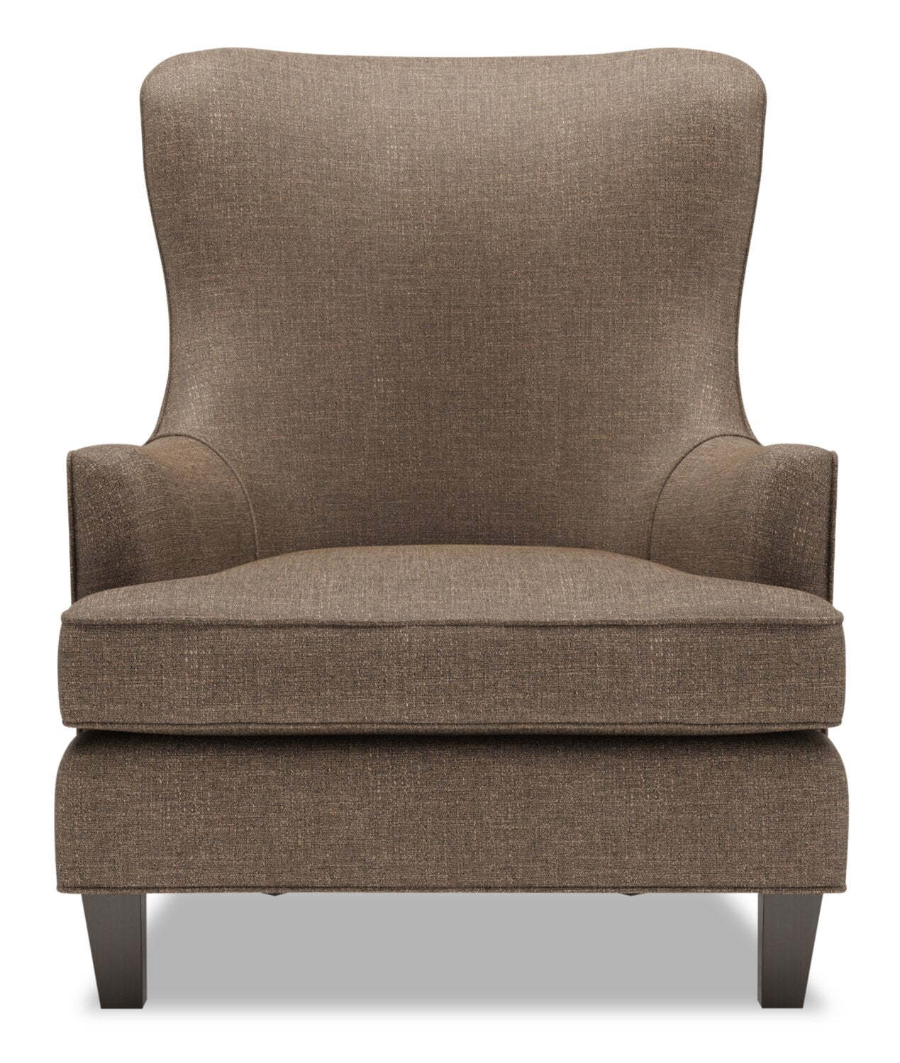 Fauteuil d'appoint à oreilles personnalisable Sofa Lab de 32 po fabriqué au Canada en tissu d'apparence lin - brun Luna Praline | AILE2591