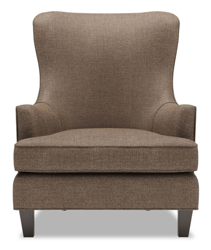Fauteuil d'appoint à oreilles personnalisable Sofa Lab de 32 po fabriqué au Canada en tissu d'apparence lin - brun Luna Praline | AILE2591