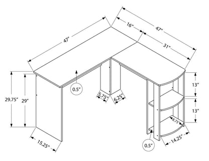 Bureau en forme de L Eason 47 avec étagère - Chêne|Bureau en forme de L Eason de 47 po avec tablette - chêne