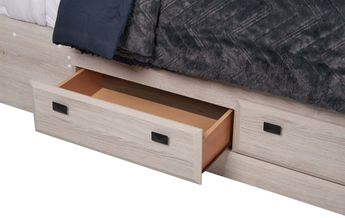 Lit plateforme Yorkdale à 6 tiroirs fabriqué au Canada avec tête de lit et cadre de rangement, blanc - Taille Queen