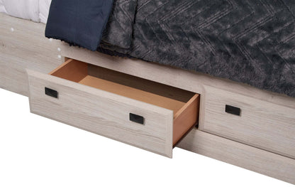 Lit plateforme Yorkdale à 6 tiroirs fabriqué au Canada avec tête de lit et cadre de rangement, blanc - Taille Queen