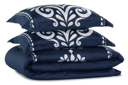 Navy Damask 3-Piece King Comforter Set|Ensemble d'édredon Navy Damask 3 pièces pour très grand lit|NVYDM3KG