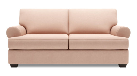 Fabriqué au Canada Canapé Personnalisable Roll 76 en Tissu d'Apparence Lin Taille Condo avec Accoudoirs Roulés - Pax Rose Pink | Canapé Roll de Sofa Lab de 76 po de format condo fabriqué au Canada en tissu d'apparence lin - rose Pax Rose | RO093249