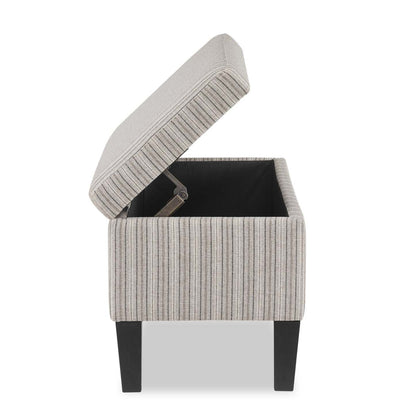 Calgary 32 Storage Fabric Ottoman - Grey Rayé|Pouf de rangement Calgary de 32 po en tissu - rayé gris
