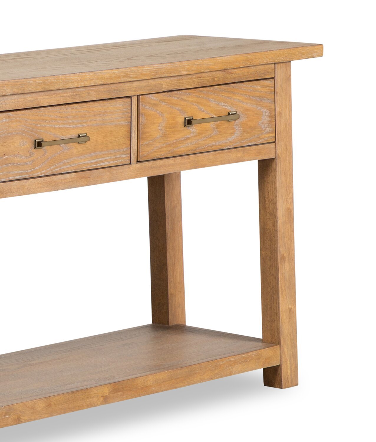 Rhett 64 Modern Sofa Table with Storage and Shelf - Light Brown Oak|Table de salon moderne Rhett de 64 po avec rangement et étagère - chêne brun clair