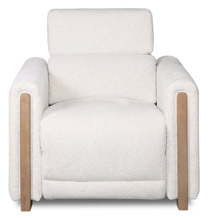 Sable 38 Chenille Fabric Power Reclining Chair with Power Headrest and USB Port - Alabaster White | Fauteuil à inclinaison électrique Sable de 38 po en tissu de chenille avec appuie-tête électrique et port USB - blanc albâtre