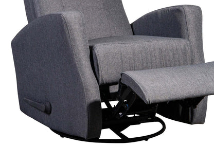 Fauteuil berçant, pivotant et inclinable Nyla de 30 po en tissu d’apparence lin - gris