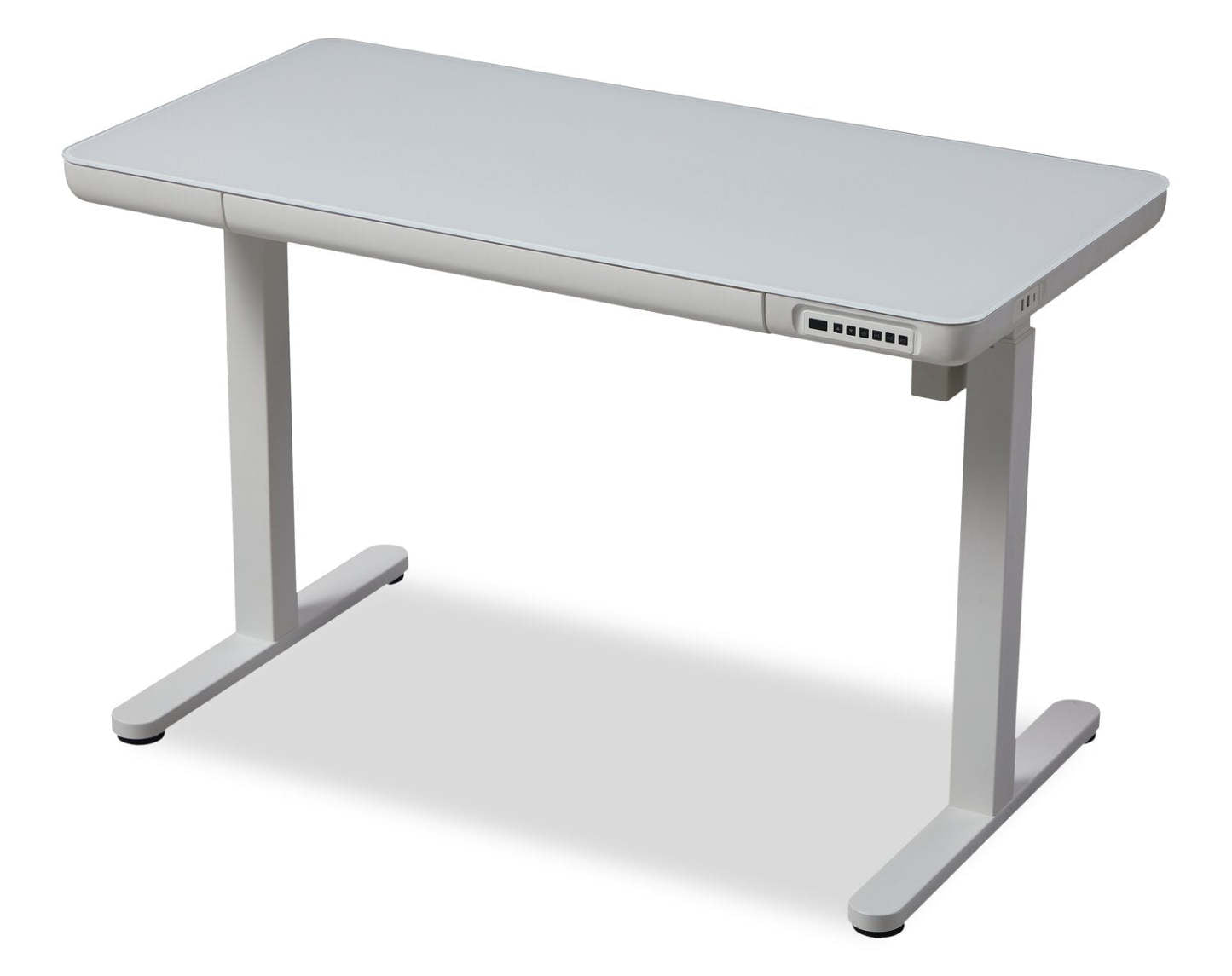 Bureau Metro de 47,24 po à hauteur réglable avec rangement et ports USB - Blanc | Bureau Metro de 47,24 po à hauteur réglable avec rangement et ports USB - blanc