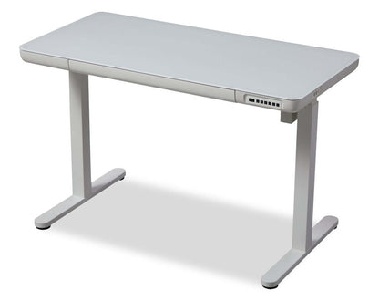 Bureau Metro de 47,24 po à hauteur réglable avec rangement et ports USB - Blanc | Bureau Metro de 47,24 po à hauteur réglable avec rangement et ports USB - blanc