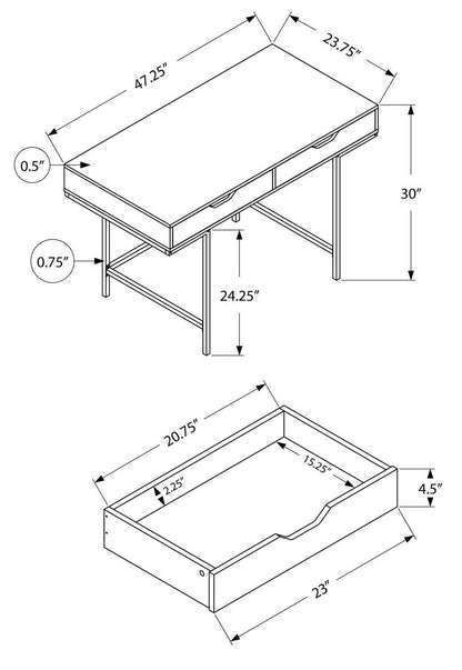Bureau Butler 47.25 avec 2 tiroirs - Aspect Pierre Grise|Bureau Butler de 47,25 po à 2 tiroirs - imitation de pierre grise