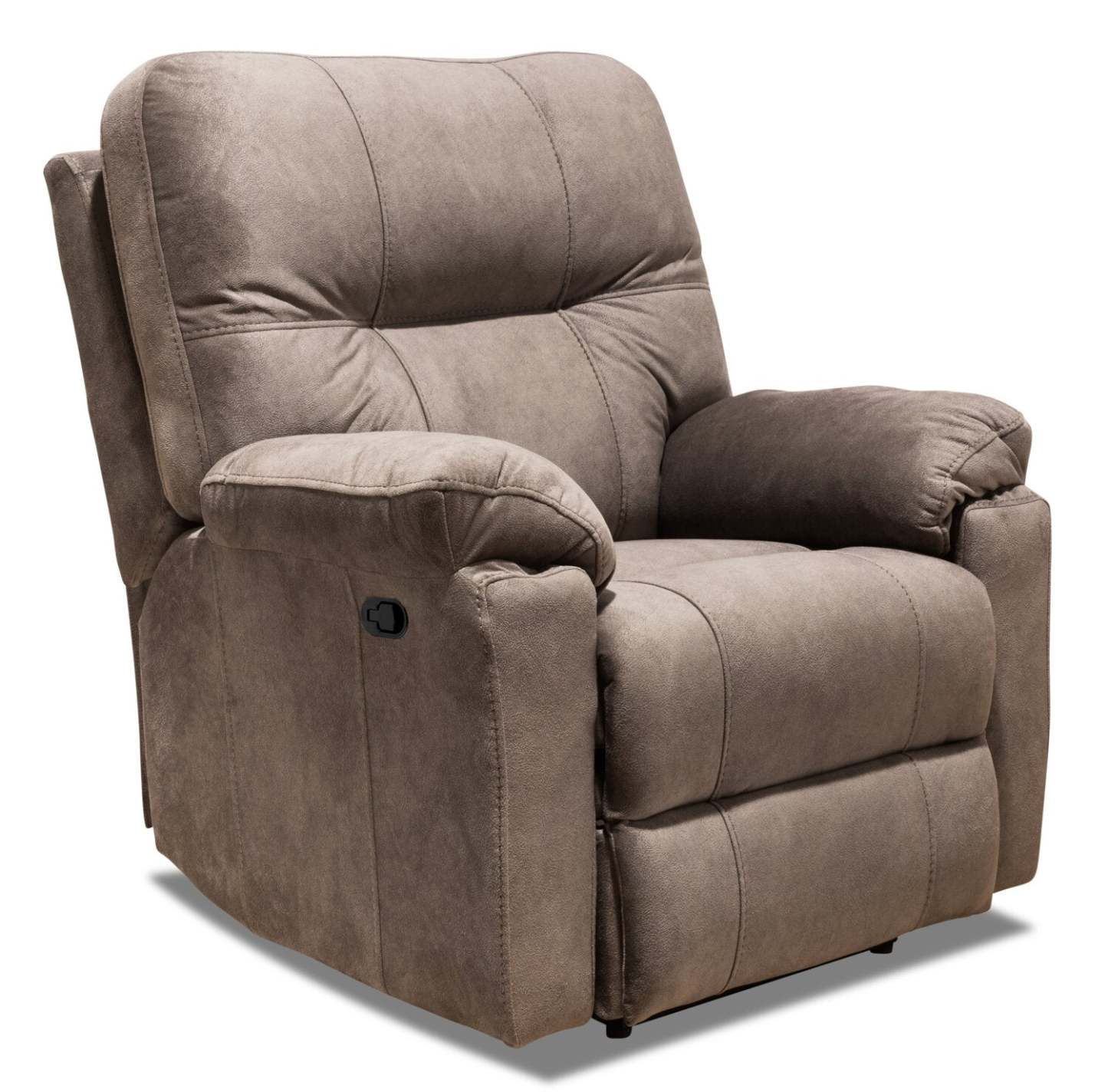 Fabriqué au Canada Fauteuil inclinable coulissant en tissu Gybson 38 - Brun latte | Fauteuil coulissant inclinable Gybson de 38 po fabriqué au Canada en tissu - brun latté
