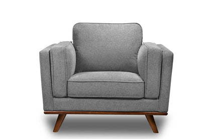 Fauteuil Kassia de Kort & Co. de 40,9 po en tissu d’apparence lin avec base et pattes en bois - gris