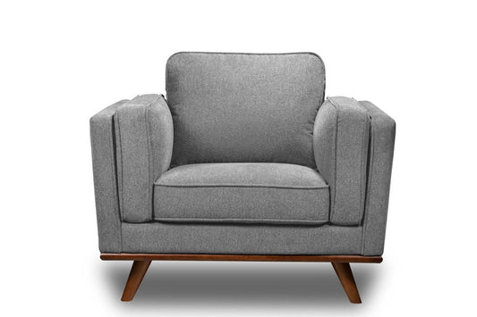 Fauteuil Kassia de Kort & Co. de 40,9 po en tissu d’apparence lin avec base et pattes en bois - gris