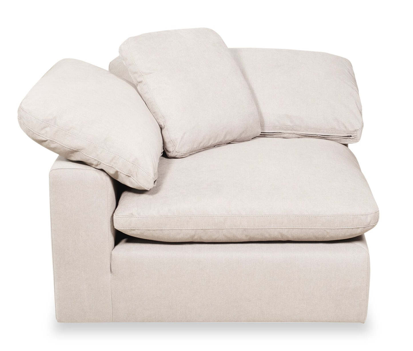 Eclipse Modular 5-Piece Linen-Look Fabric Sectional with Ottoman and Reversible Feather Down Cushions - Linen White | Canapé sectionnel modulaire Eclipse 5 pièces en tissu d’apparence lin avec pouf et coussins réversibles en duvet et plumes - blanc lin