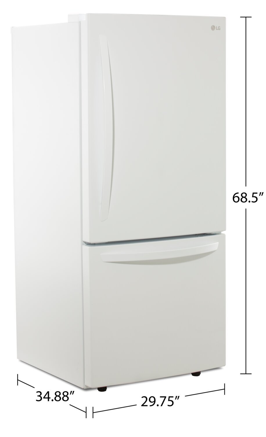 Réfrigérateur LG de 30 22 pi³ à congélateur inférieur - blanc - LRDNS2200W | LG 30 22 Cu. Ft. Bottom-Mount Refrigerator - White - LRDNS2200W