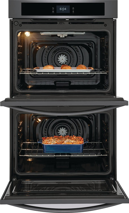 Frigidaire 30 5.3/5.3 Cu. Ft. Electric Double Wall Oven with Fan Convection - Black Stainless Steel… | Four mural double électrique Frigidaire de 5,3/5,3 pi³ et de 30 po avec convection à ventilateur - a…