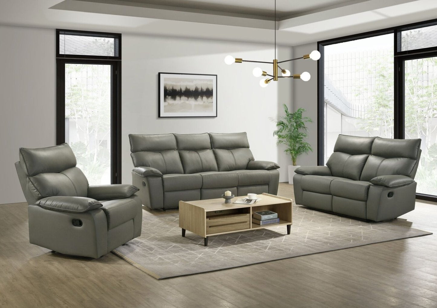 Matteo 64 Genuine Leather Reclining Loveseat - Aviarah Grey | Causeuse inclinable Matteo de 64 po en cuir véritable - gris Aviarah