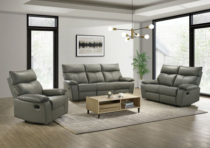 Matteo 64 Genuine Leather Reclining Loveseat - Aviarah Grey | Causeuse inclinable Matteo de 64 po en cuir véritable - gris Aviarah