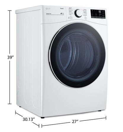 LG 7.4 Cu. Ft. Smart Electric Dryer - White - Stackable - DLE3600W | Sécheuse électrique intelligente LG de 7,4 pi³ - blanche - empilable - DLE3600W