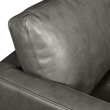 Sectionnel Edge 2 pièces en cuir véritable orienté vers la gauche avec pieds en bois et coussins de dossier amovibles - Gris | Canapé sectionnel gauche Edge 2 pièces en cuir avec pieds en bois et coussins de dossier véritable amovibles - gris