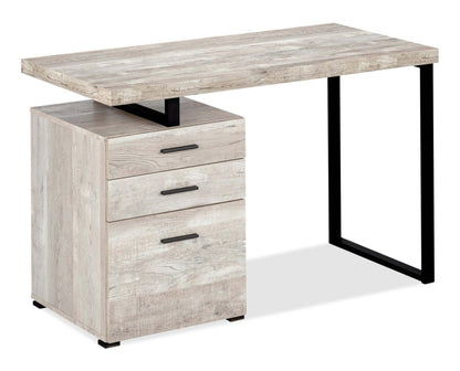 Bureau réversible Clayton 47.25 à 3 tiroirs - Taupe clair|Bureau réversible Clayton de 47,25 po à 3 tiroirs - taupe clair