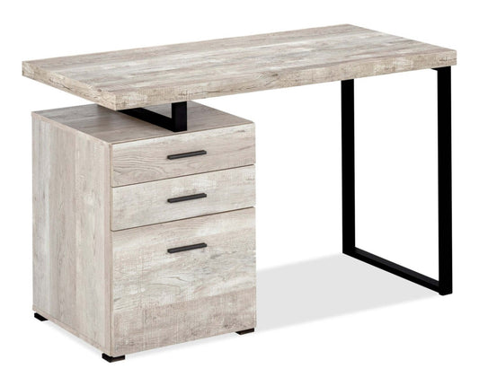 Bureau réversible Clayton 47.25 à 3 tiroirs - Taupe clair|Bureau réversible Clayton de 47,25 po à 3 tiroirs - taupe clair