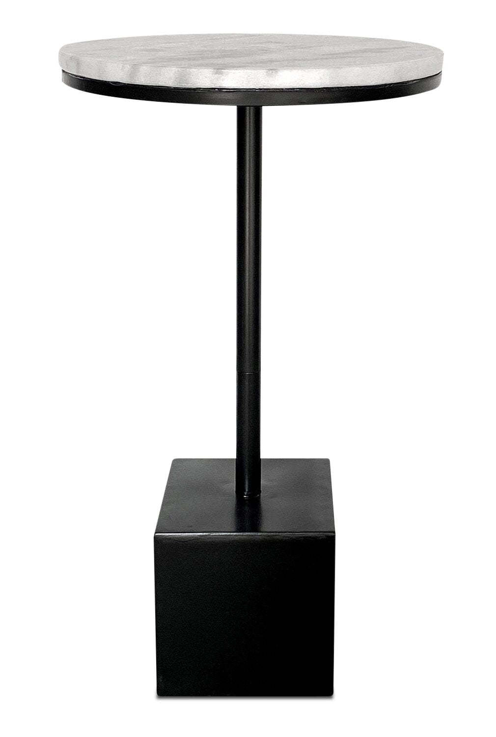 Sabrina 14 Accent Table - Black with White Marble Look Top|Table d'appoint Sabrina de 14 po - noire avec dessus en imitation de marbre blanc