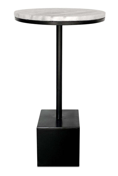Sabrina 14 Accent Table - Black with White Marble Look Top|Table d'appoint Sabrina de 14 po - noire avec dessus en imitation de marbre blanc