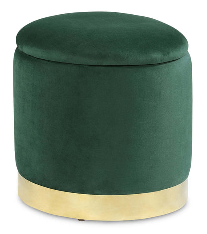 Phebe 16.5 Storage Ottoman with Gold Trim Base - Vert|Pouf de rangement Phebe de 16,5 po avec base à bordures dorées - vert