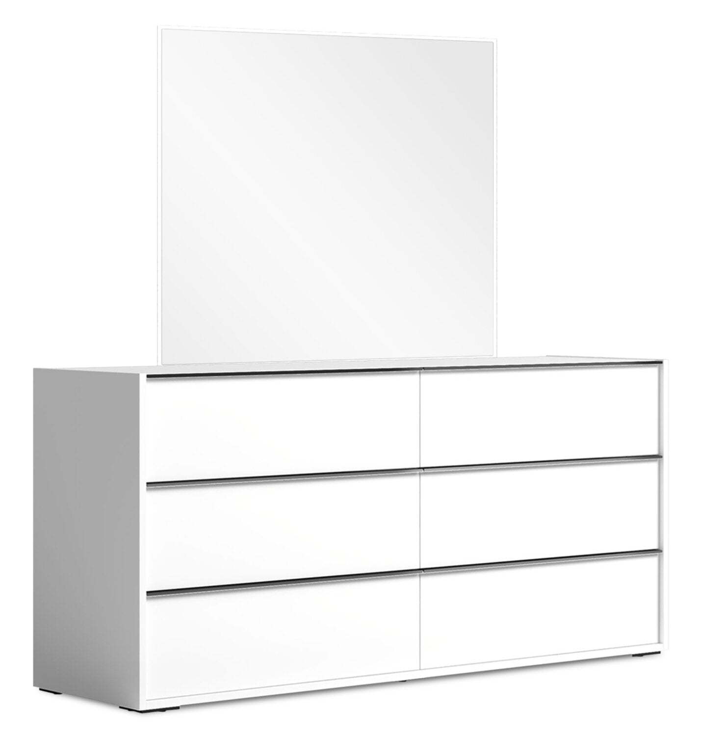 Miroir de commode de chambre Raia - Fabriqué en Italie, Moderne - Blanc | Miroir de commode de chambre à coucher Raia - fabriqué en Italie - blanc