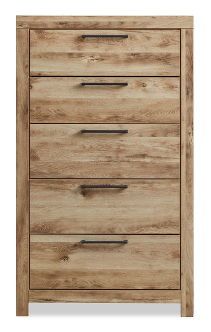 Commode de chambre à coucher Derekson, 5 tiroirs, 31,7 L x 53,9 H - Naturel | Commode verticale Derekson de 31,7 po (L) x 53,9 po (H) à 5 tiroirs pour la chambre à coucher - naturelle