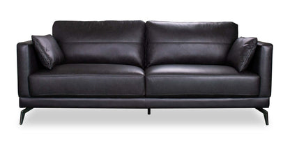 Melrose 84,5 po en cuir véritable de qualité supérieure avec pattes en métal - noir | Sofa Melrose 84.5 en cuir véritable de qualité supérieure avec pattes en métal - noir